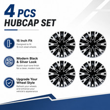 15 Inch Black Wheel Covers Full Hub Caps Snap On For R15 Steel Rims