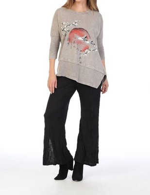 Jess & Jane Thousand Mile Dolman Sleeve Cotton Top Taupe