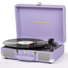 Vinyl Record Player with Built-in Speakers Vintage 3-Speed Portable Suitcase ...