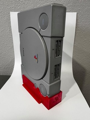 Playstation 1 Vertical Stand - 3D printed PS1 Sony -  Transparent Red