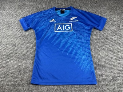 Maori All Blacks Jersey Mens Medium Blue Rugby New Zealand Natives Wild Cat AIG