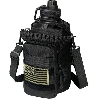 DEFUNX 64 Oz Water Bottle Gym 64 Ounces, Black with All Sleeve 