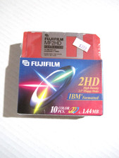 New FUJIFILM Floppy Disk 2HD 3.5 Mulit-Color IBM Formatted Disks 10 PC Pack NIP