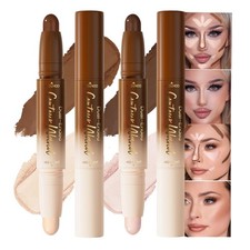 2Pcs Cream Contour Stick Face Body Makeup Dual Ended, Nuetral Nude Beige Dar...