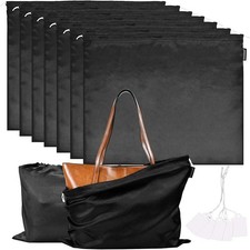 7 Pack Dust Bags for Handbags Storage Silk Cloth Bag With 19.6  15.7 in Black