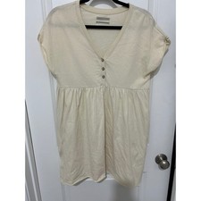Urban Outfitters Cream V Neck Babydoll T Shirt Dress Cotton Blend Women's XS