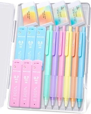 Mechanical Pencil Set, 6 Pcs Pastel 1 Count (Pack of 6), Black 