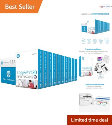 HP 92 Bright White 8.5x11 Copy Paper - 10 Ream Case, Eco-Friendly & Durable
