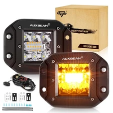 Auxbeam 5"inch 72W Flush Mount LED Work Light Bar Pods Strobe Offroad Fog Lights