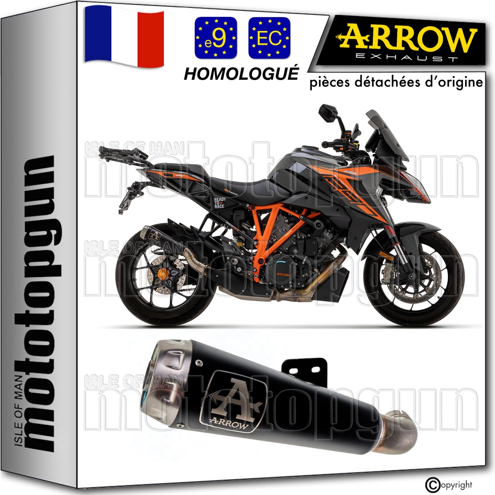 Silencieux Arrow Pro-Race noir moto KTM 1290 Superduke GT 2018 homologué