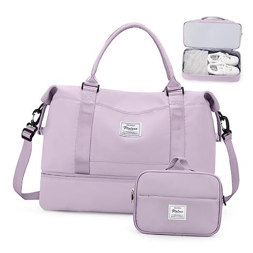 Weekender Bags for Women,Personal Item Travel Bag with Shoes Large Purple