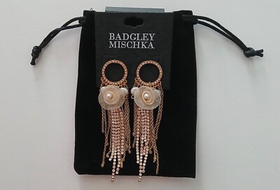 Badgley Mischka Earrings Chandelier Rose Gold Dangle Rhinestone