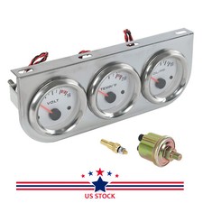 Universal 2 52mm Chrome Volt Water Oil Pressure Triple 3 Gauge Set Gauges Kit Universal 2 52mm Chrome Volt Water Oil Pressure Triple 3 Gauge Set Gauges Kit