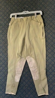 Culotte D'Équitation Tailored Sportsman - Taille 16 Jeune - Vert/Beige - Fermeture Latérale