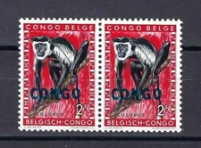Congo 1960 Sc# 347 Colobus monkey overprint CONGO pair MNH