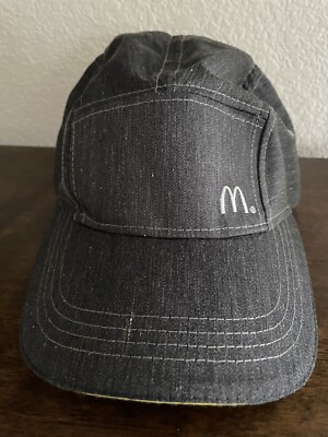 McDonalds Hat Cap 5 Panel Employee Uniform Running Adjustable Strapback Gray