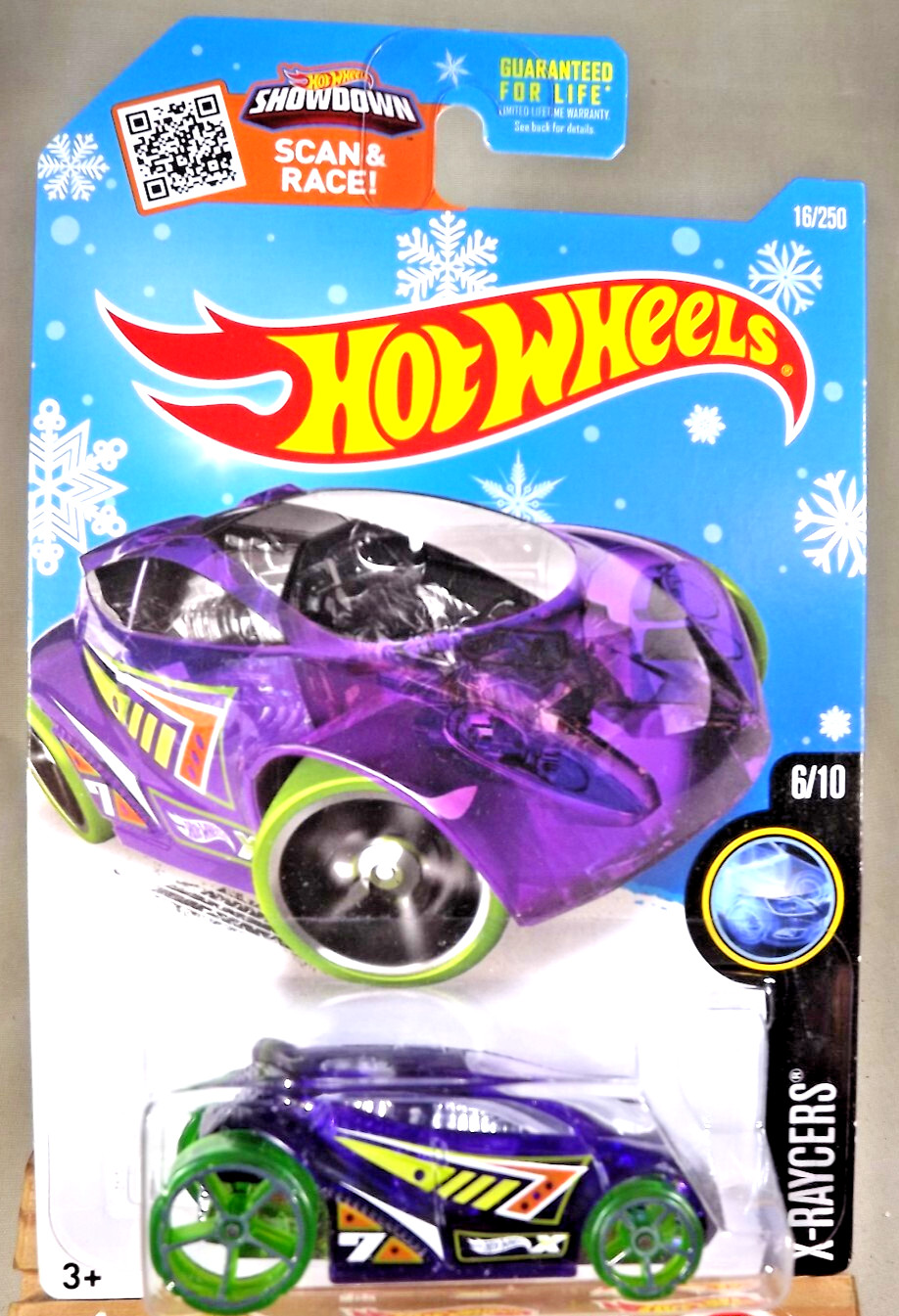 2016 Hot Wheels Snowflake Card #16 X-Raycers 6/10 VANDETTA Trans Purple GreenWhl