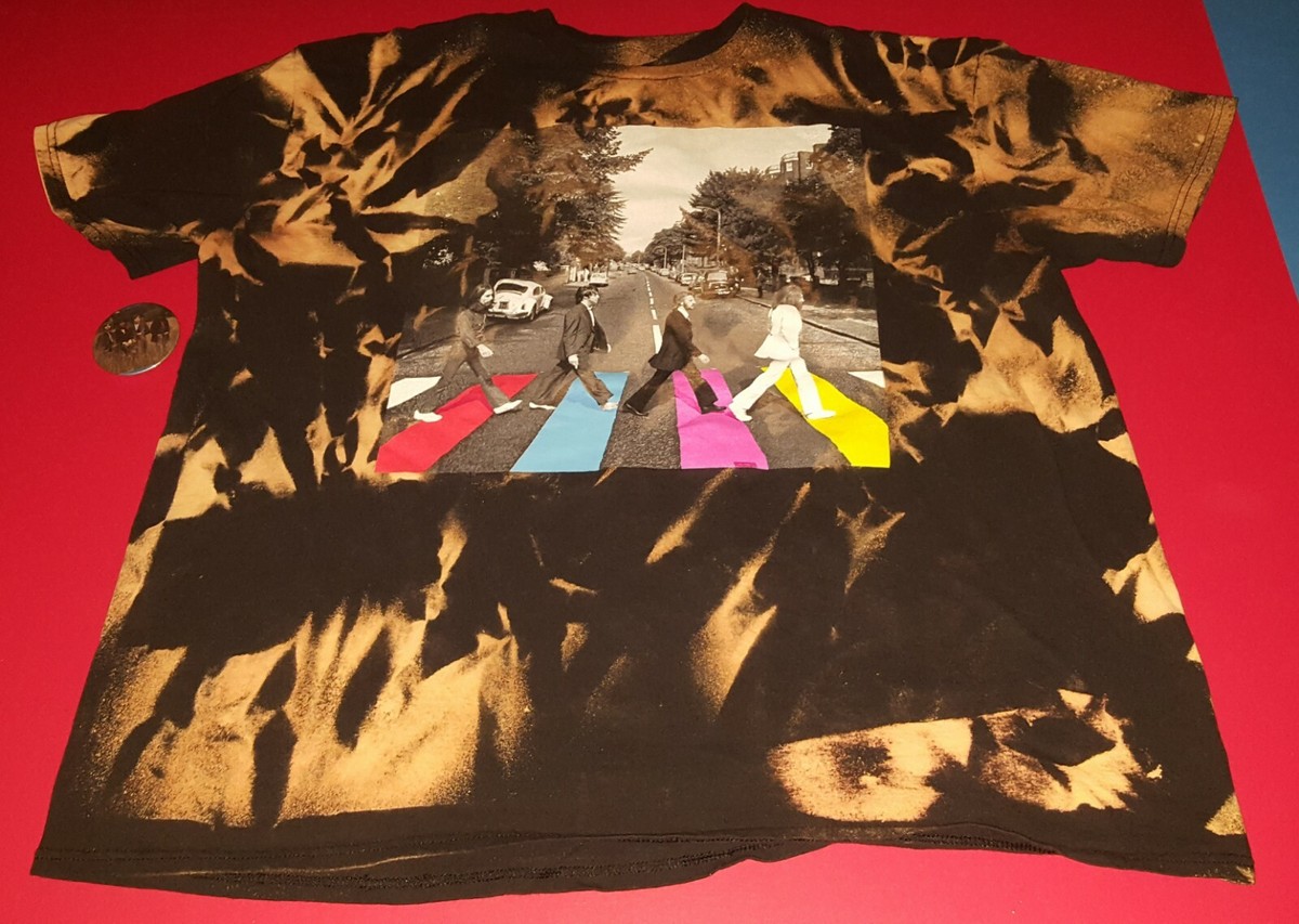 VTG BEATLES ABBEY ROAD RARE NEON T SHIRT POP ART STYLE