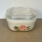 Fire King Dogwood Square Dish With Lid Vintage Anchor Hocking 4”