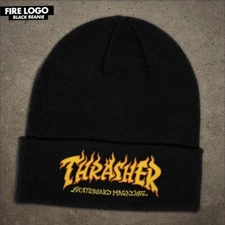 Thrasher Magazine FIRE LOGO Skateboard Beanie BLACK