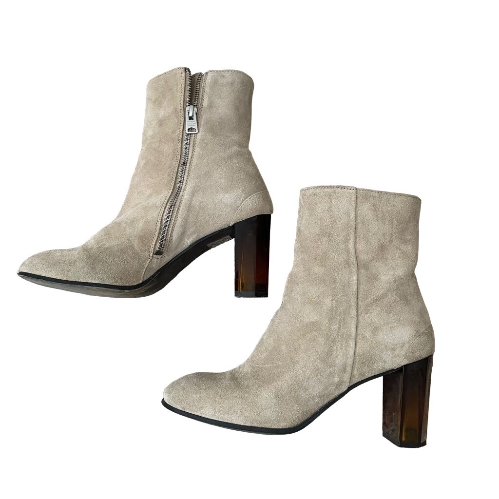 AllSaints OFF WHITE Taupe SUEDE ROKA BOOTIES 40Euro/ 9USA thumbnail 7
