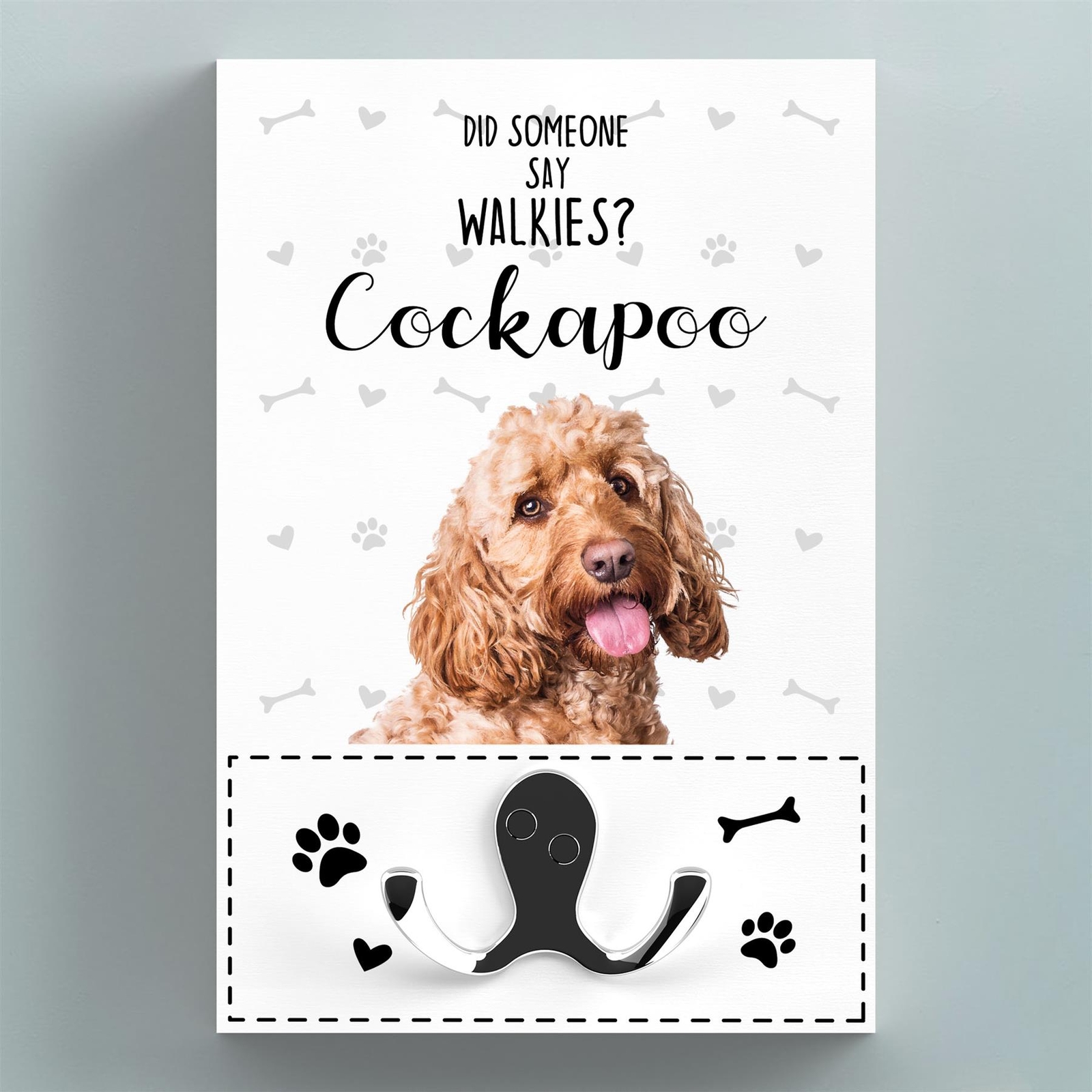 Walkies Cockapoo Themed Wall Hung Lead Hook Dog Breed Lead Holder Wall Hook
