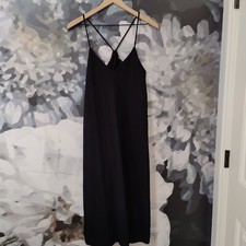 Zara Strappy Black Ankle Length Heavy Weight Cotton Dress - Size M