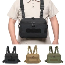 Tactical Chest Vest Bag Backpack Molle EDC Front Rig Pouch Hiking Fishing Pack