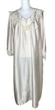 Vintage Barbizon Cuddleskin Peignoir Nightgown Robe Floral Satin Lace Large