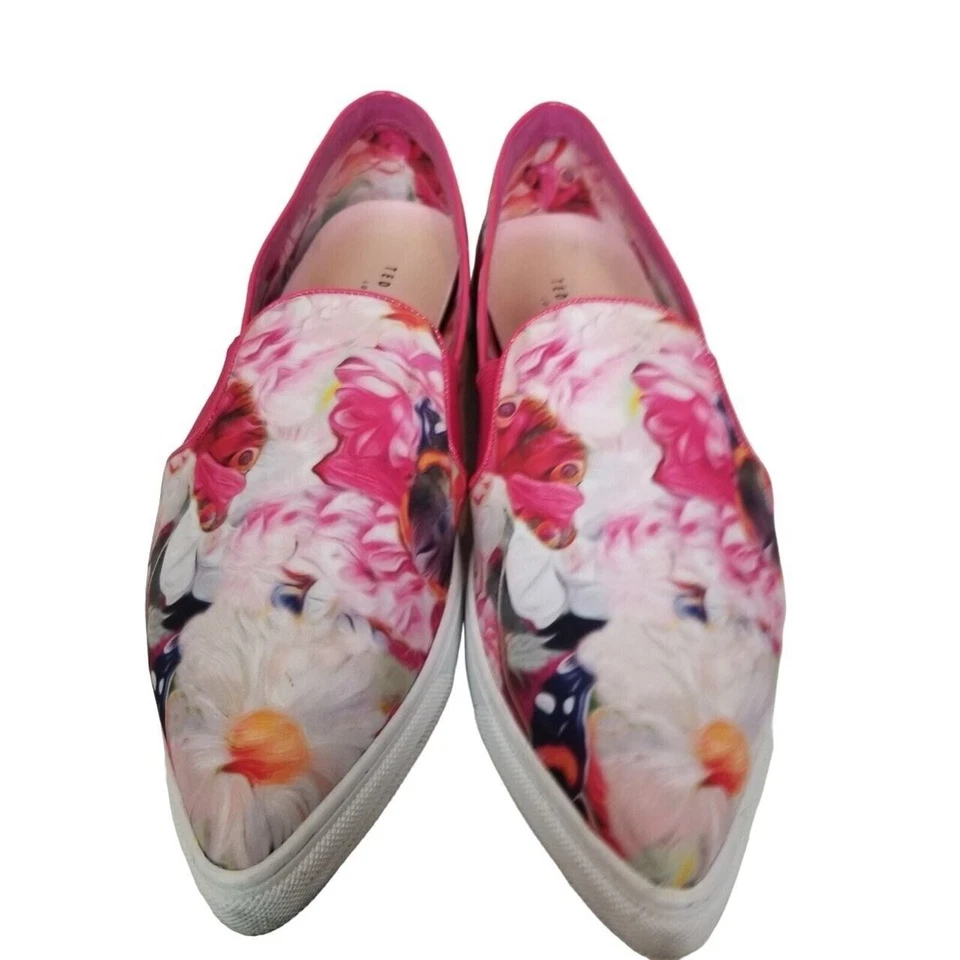 Ted Baker Mujer 39 EU Rosa Floral Tela Punta Thfia Zapatillas Sin Cordones Foto 3 de 4