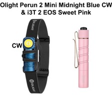 Olight Perun 2 Mini Midnight Blue Rechargeable Headlamp  I3T 2 EOS Sweet Pink