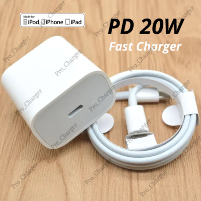 For iPhone 14 13 12 11 Pro XR X 8 iPad 20W Fast Charge Cable USB-C Power Adapter