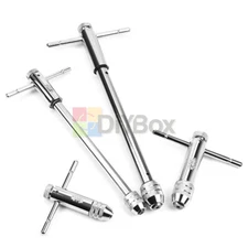 Adjustable Silver T-Handle Ratchet Tap Holder Wrench T-shaped Tap M3-M8/M5-M12