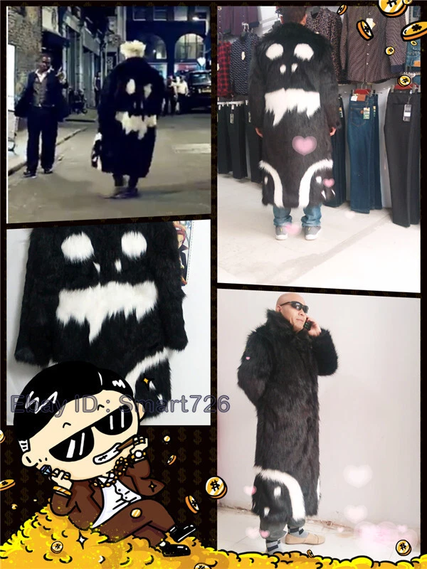 Men's Coat Jacket Faux Fur Coat Fur Winter Warm Thickened Windbreaker Large Size - Image 4 of 4