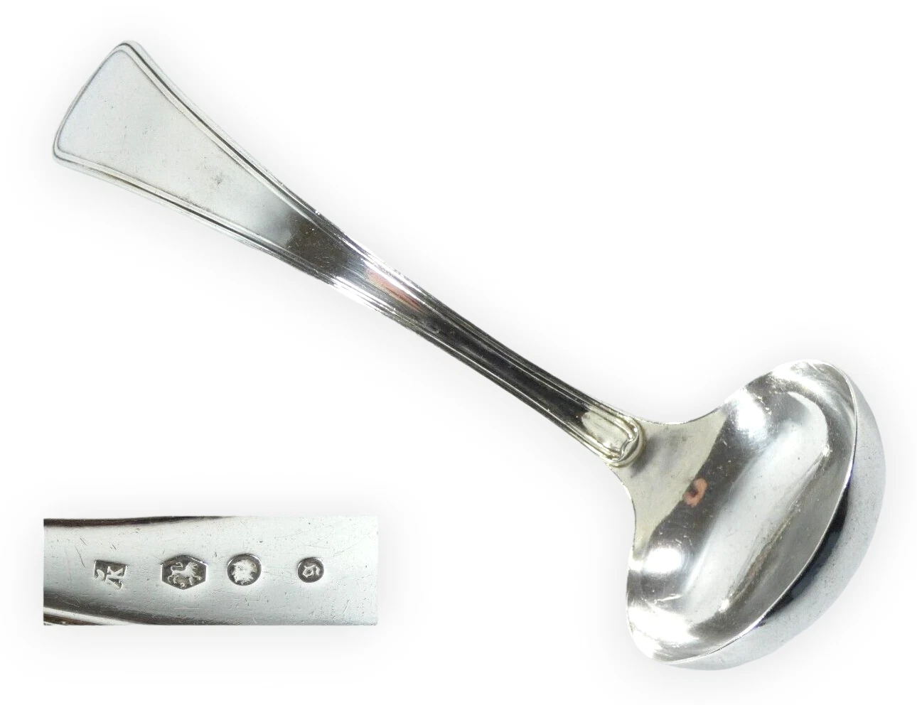 Antique 1866 Dutch Solid 833 Silver Sauce Gravy Ladle Thread Van Kempen & Zoon