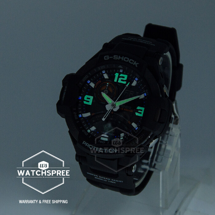 Casio G-Shock Twin Sensor Compass Aviator Black Resin Band Watch
