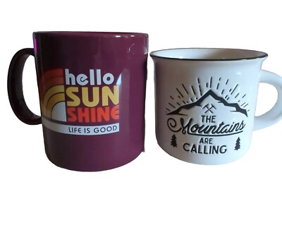 Lot Coffee Cup Tea Mugs Life Is Good The Mountains Hippie Happy Fun Cabin Camp