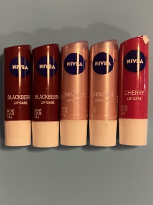 5)NEW NIVEA Tinted  Lip Care 1) Cherry ,(2) Blackberry,(2) Shimmer CHAP STICK