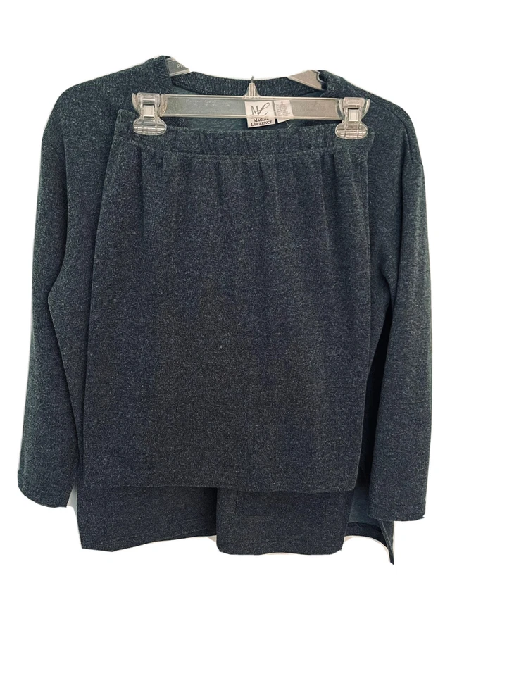 Conjunto de falda Maggie Lawrence 2 piezas cárdigan azul mezcla de algodón elástico pequeño Foto 3 de 4