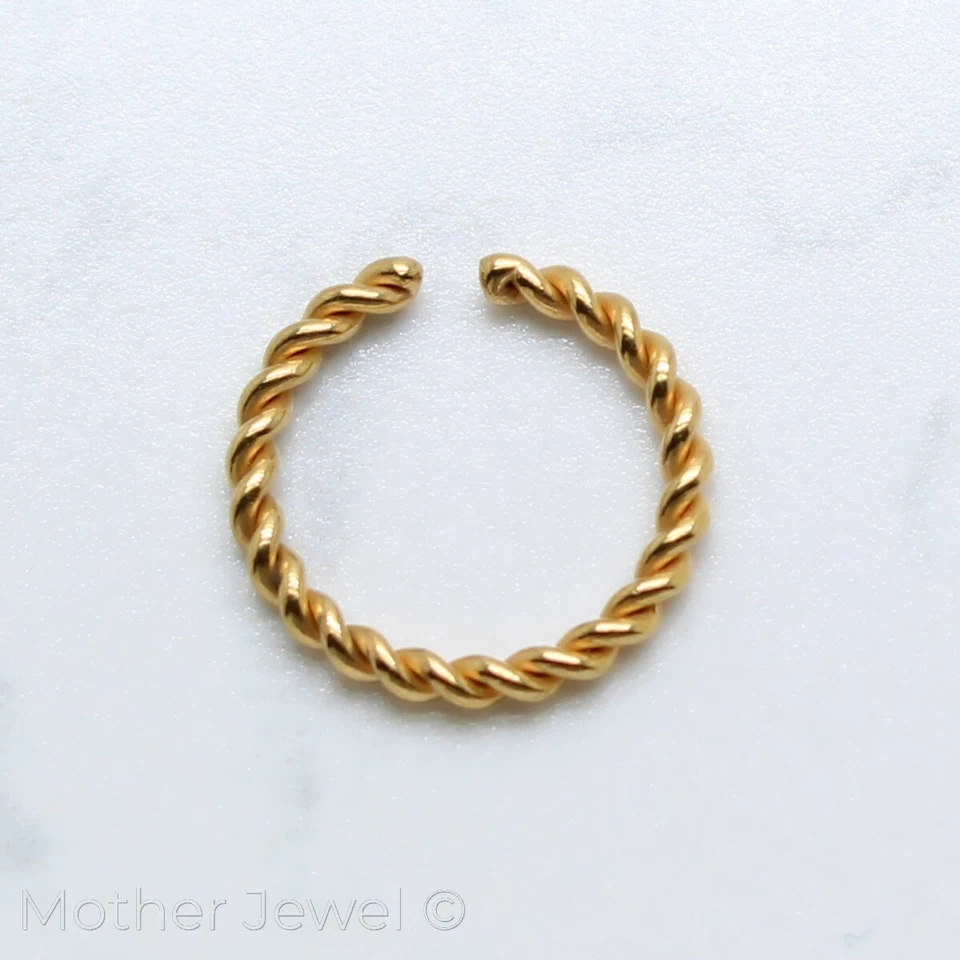 14G 14K YELLOW GOLD IP 10MM ANNEALED BENDABLE HOOP EAR SEPTUM NOSE HELIX RING - Изображение 4 из 4