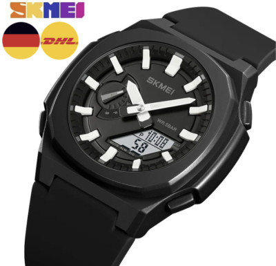 Herren Armbanduhr Digital und Analog Japanisches Uhrwerk Männer Uhr aus Japan