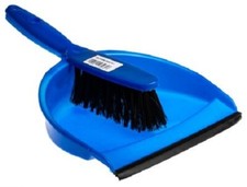4x RS Pro DUST PAN & BRUSH SETS Soft Bristles, Rubber Lip, Hanging Hook BLUE