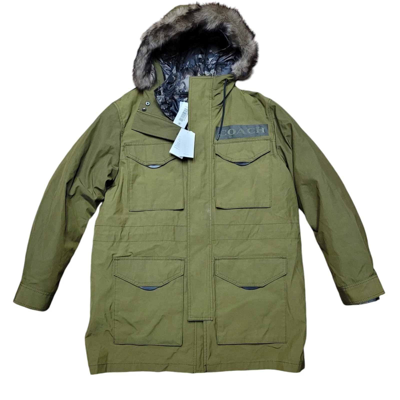 Nuovo con etichetta! Coach 3 in 1 Parka Verde Premium Giacca Mimetica Isolata Taglia L