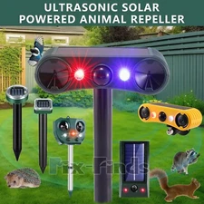 Ultrasonic Animal Repeller Solar Power Bird Dog Cat Skunk Deer Raccoon Repellent