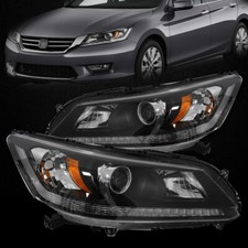 Left+Right Headlights Fit 2013 2014 2015 Honda Accord Sedan Halogen Headlamps