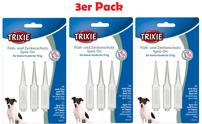 3 Packungen Trixie Floh- und Zeckenschutz Spot-On für Hunde bis 15 kg 3x 3x1,5ml