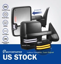 Tow Mirrors Power Heated Dynamic LED Signal For 14-18 Chevy Silverado GMC Sierra