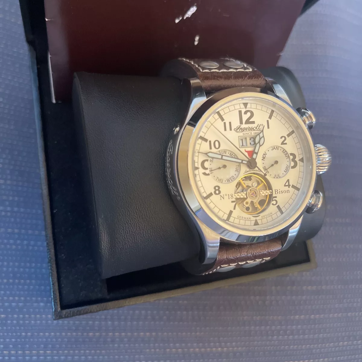 VINTAGE INGERSOLL WATCH MEN IN4506 PERL DIAL AUTOMATIC 45MM GT8 GERMAN DESIGN