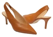 M.GEMI 37.5 ATTO Heel Slingback Pump US ITALY Leather in box retail $349