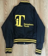 Vintage DON ALLESON Athletic Jacket Black Yellow Nylon Snap Front USA Made - XS